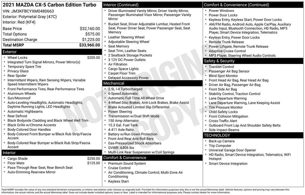 2021 Mazda Mazda CX-5 Carbon Edition Turbo