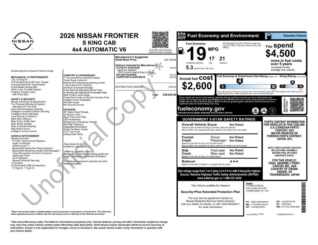 2026 Nissan Frontier King Cab® S