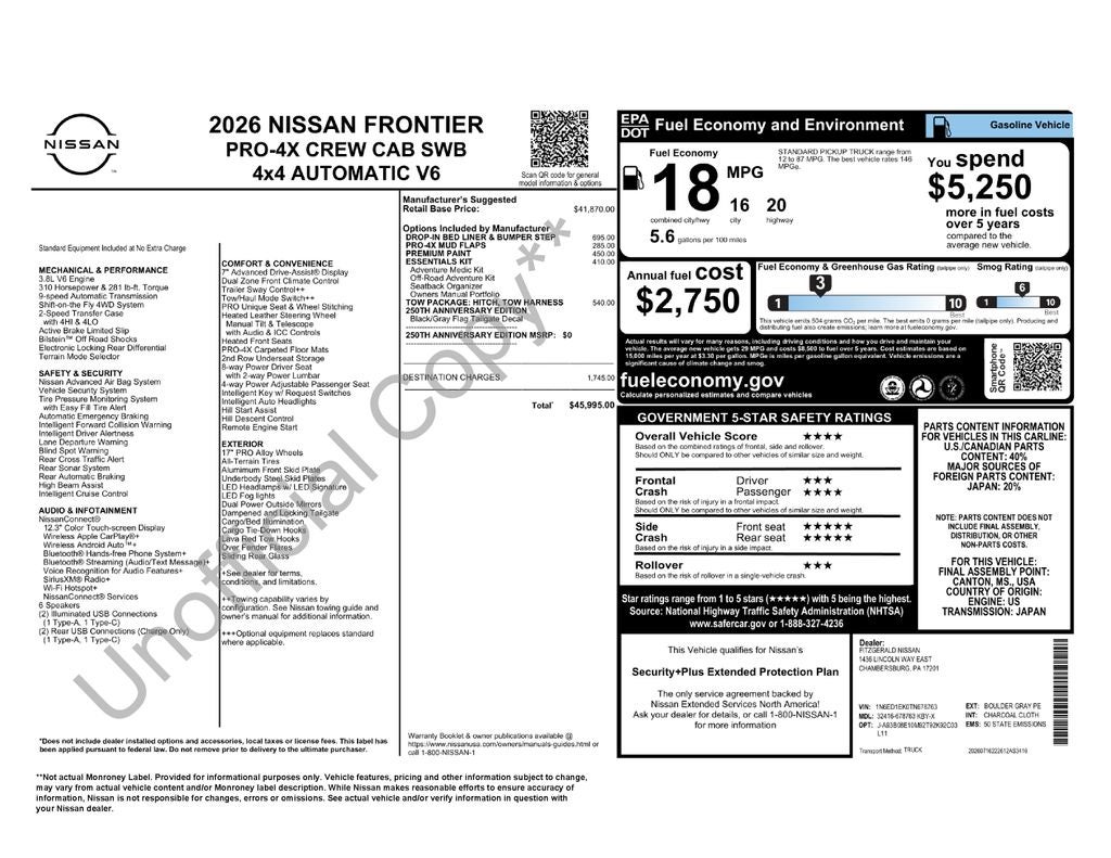 2026 Nissan Frontier Crew Cab PRO-4X®