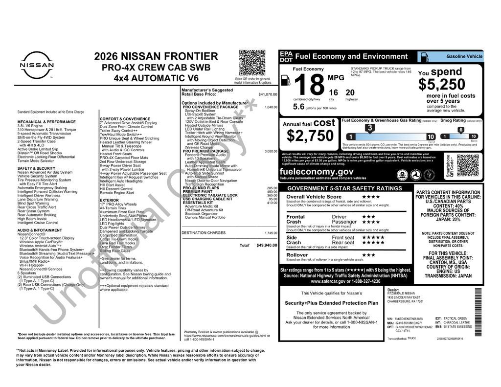 2026 Nissan Frontier Crew Cab PRO-4X®