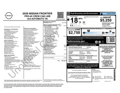 2026 Nissan Frontier Crew Cab PRO-4X® Long Bed