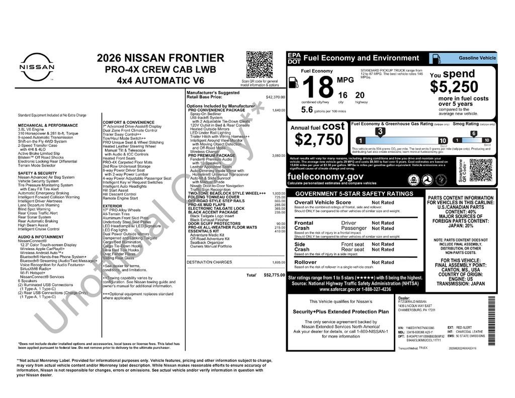 2026 Nissan Frontier Crew Cab PRO-4X® Long Bed