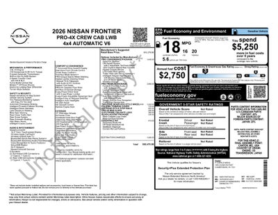 2026 Nissan Frontier Crew Cab PRO-4X® Long Bed