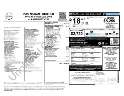 2026 Nissan Frontier Crew Cab PRO-4X® Long Bed