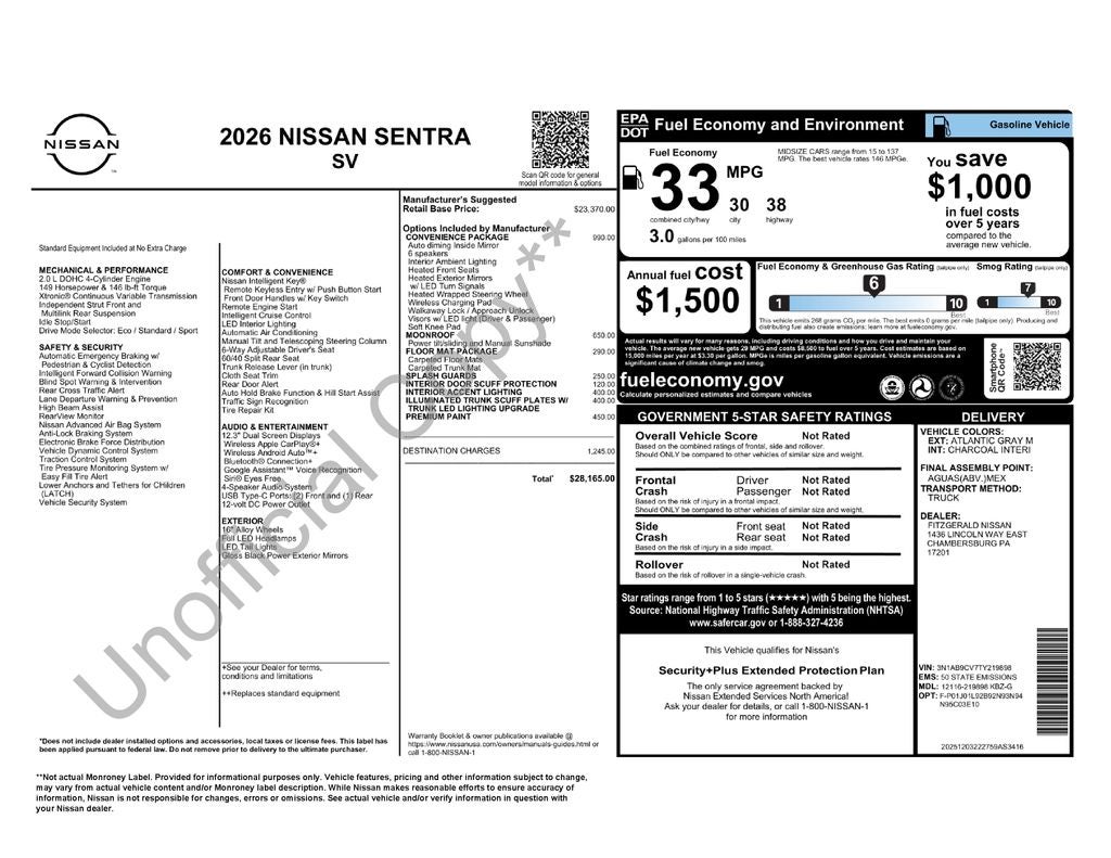 2026 Nissan Sentra SV