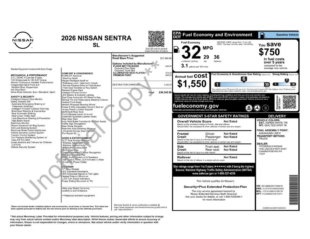 2026 Nissan Sentra SL