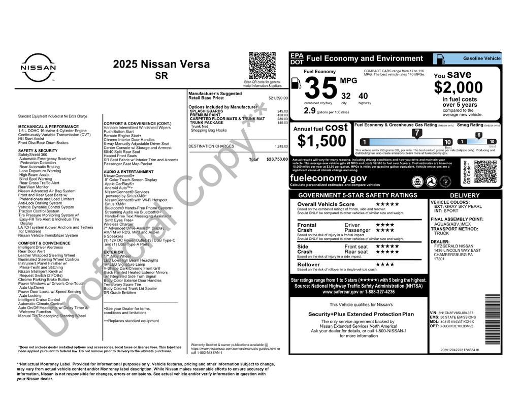 2025 Nissan Versa SR