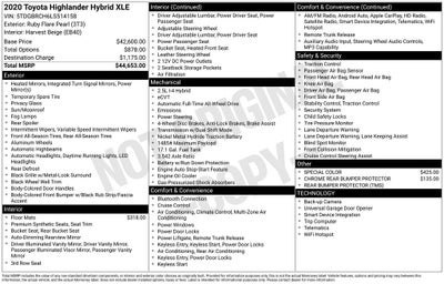 2020 Toyota Highlander Hybrid XLE