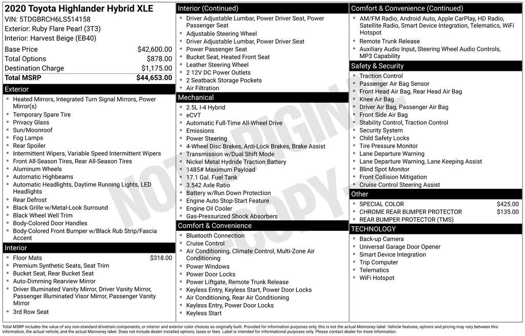 2020 Toyota Highlander Hybrid XLE