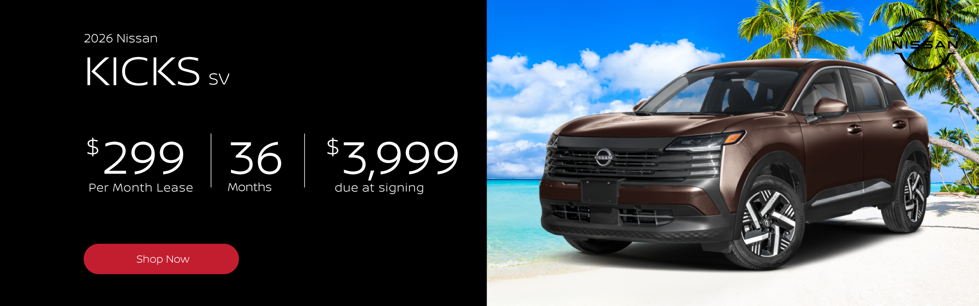 August 2026 Nissan Kicks SV Offer Desktop Banner